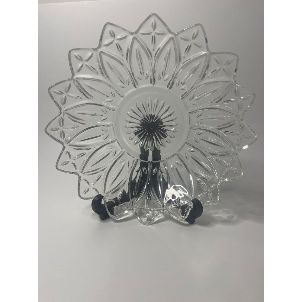 Vintage Federal Glass Petal Serving Bowl 1960s Clear 10"